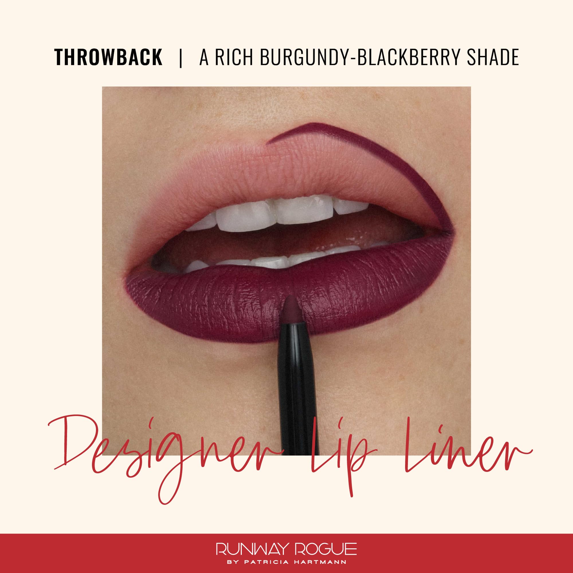 Runway Rogue built-in sharpener ensures precise, on-the-go lip definition.