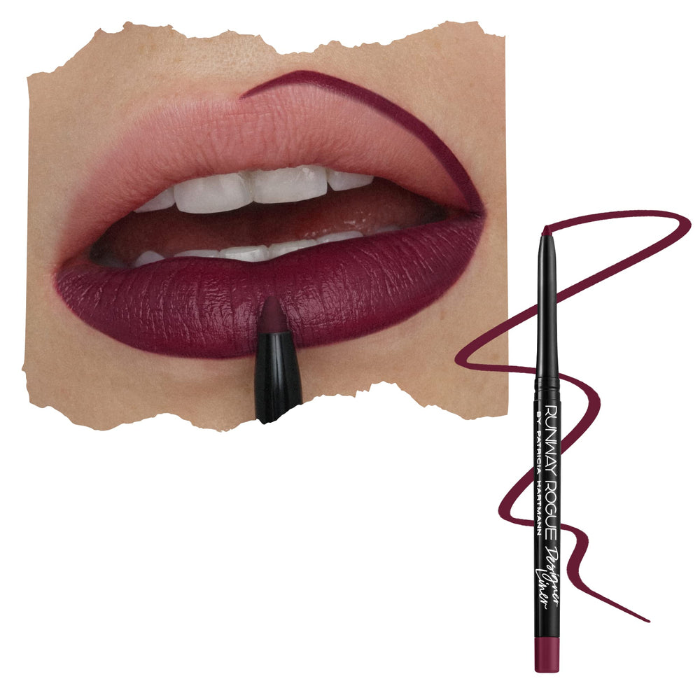 Runway Rogue Designer Liner Lip Pencil in Throwback enhances lip contour and definition.