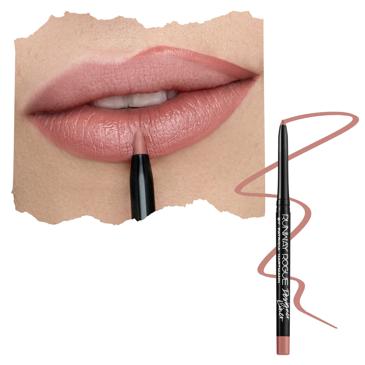 Runway Rogue designer liner pencil in light sandy-beige for precise lip contour.