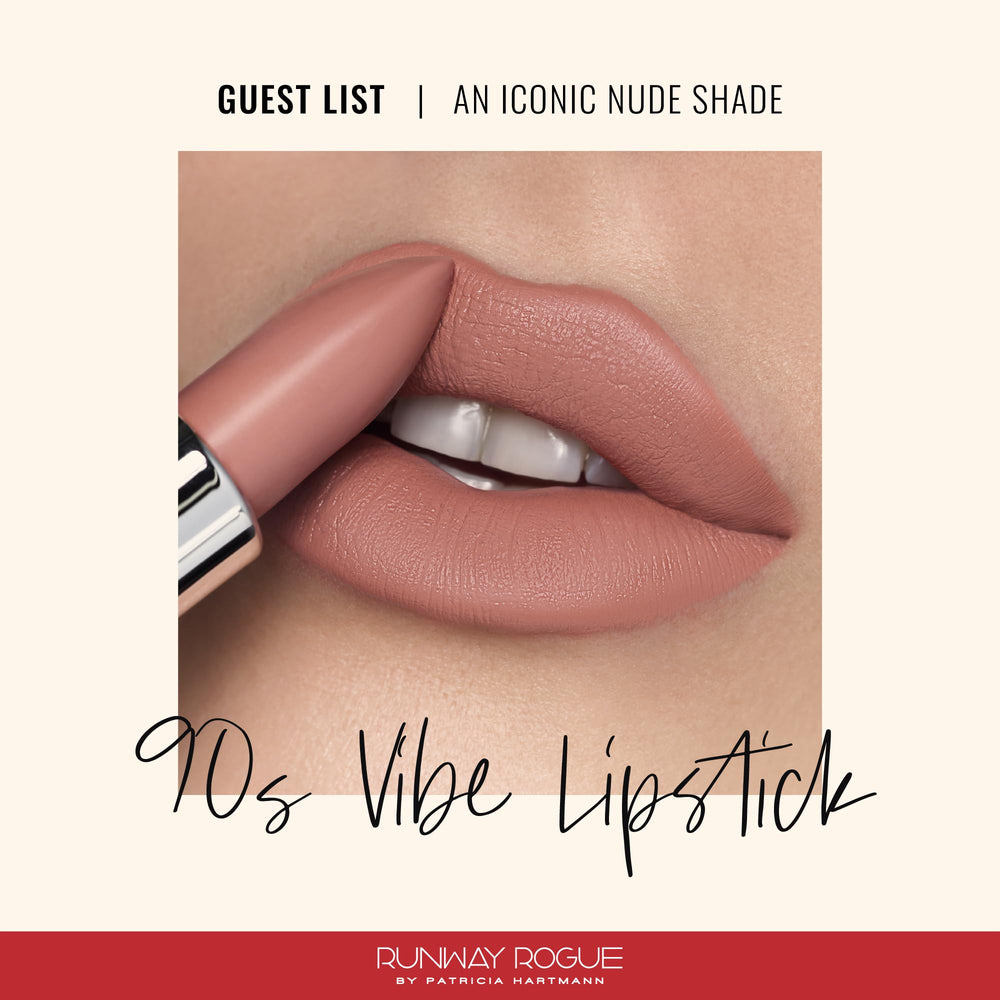 Runway Rogue Guest List lipstick application shows smooth glide and buildable intensity.