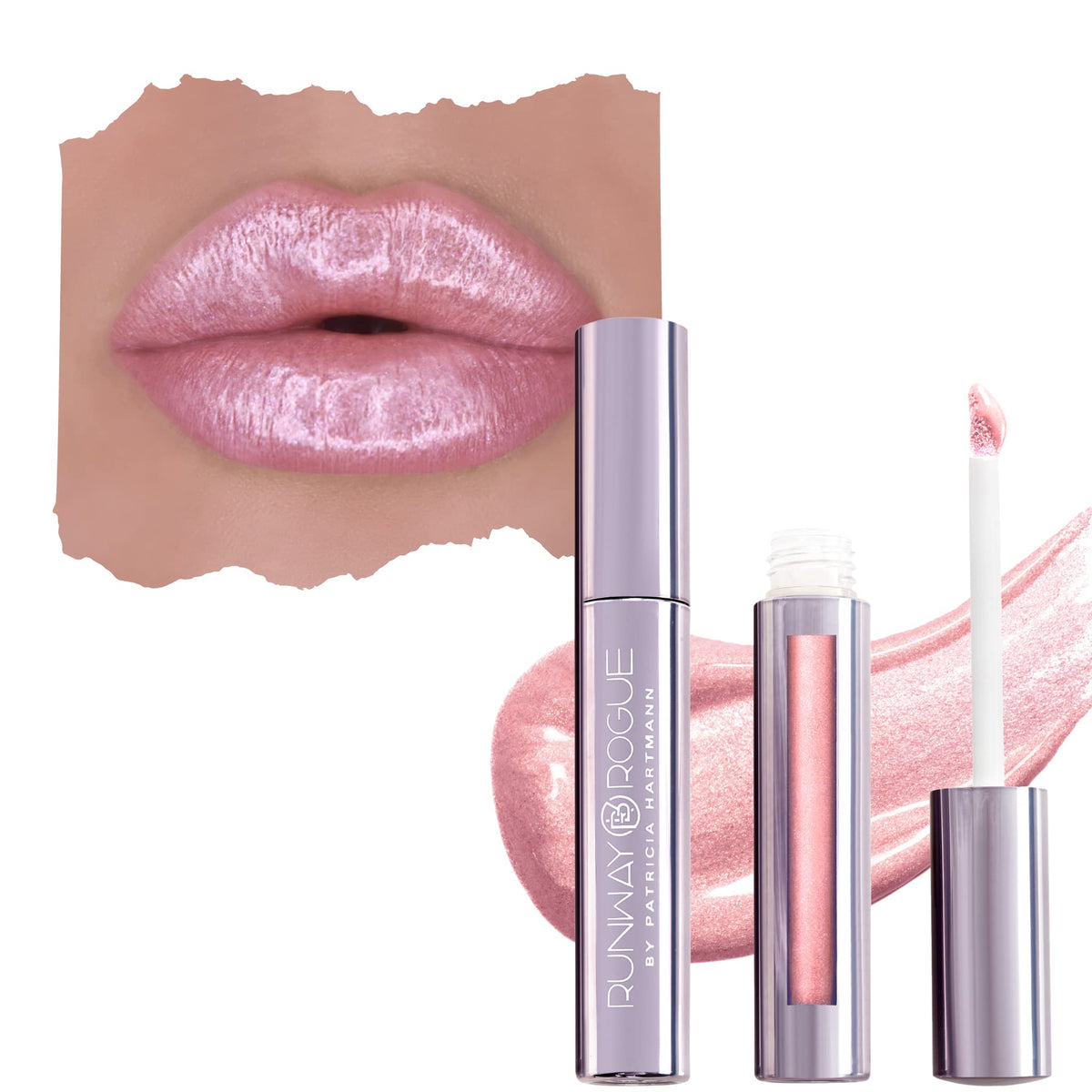 Runway Rogue LuxGloss Catwalk pastel-pink gloss delivers radiant shimmer with comfortable wear.
