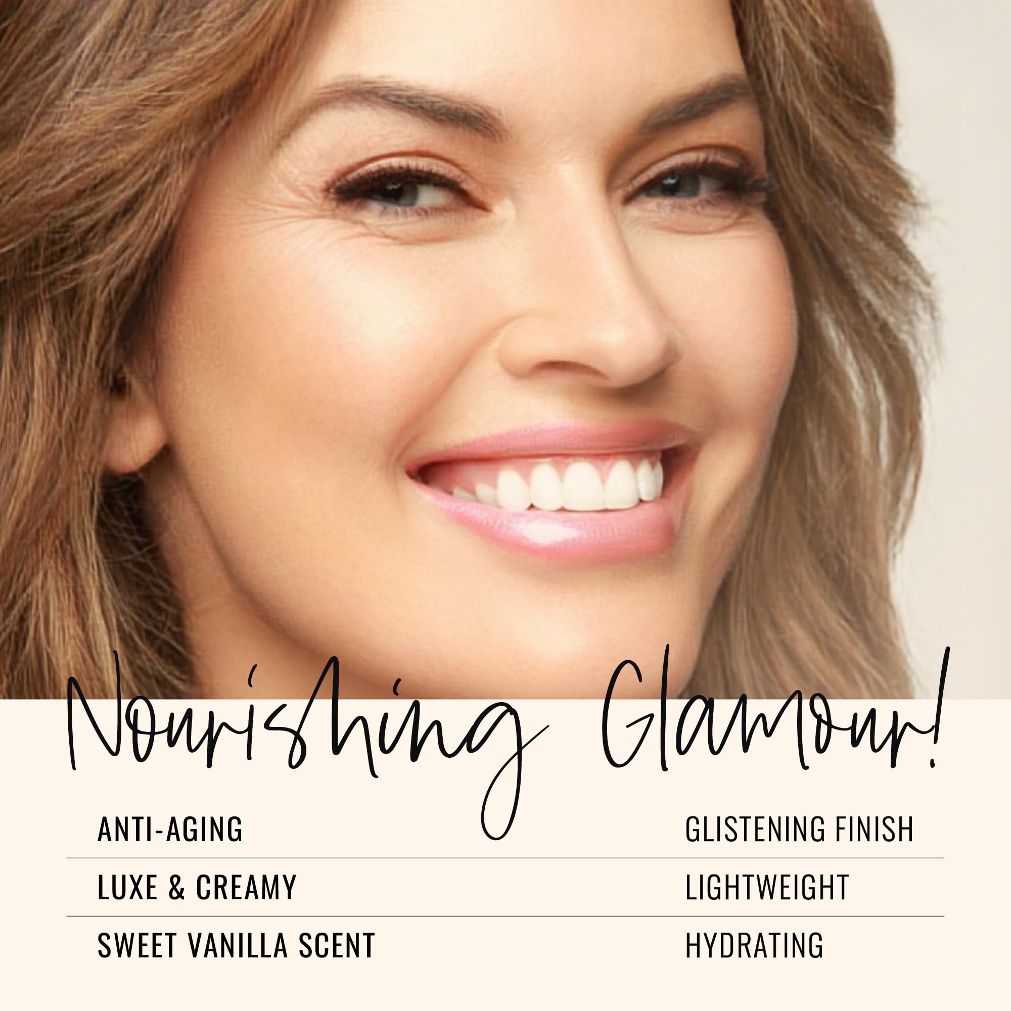 LuxGloss on lips adds light-reflecting glow for everyday glamour