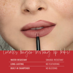 Creamy vegan formula lip liner with shea butter for smooth application.
