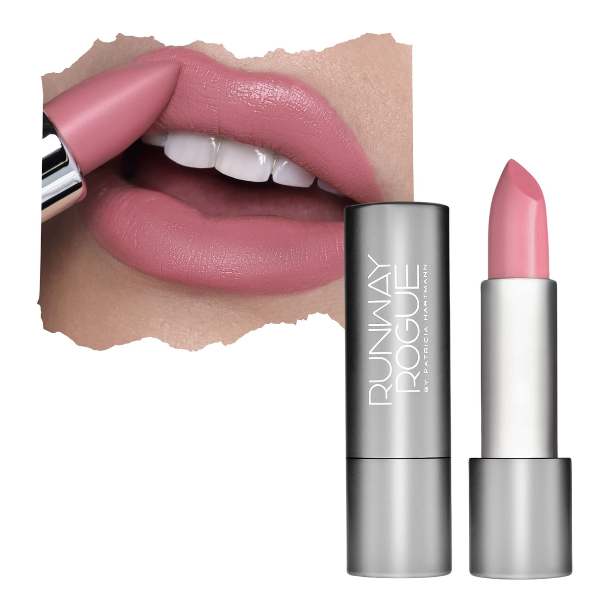 Patricia lip color swatch showing pale rose shade for versatile wear