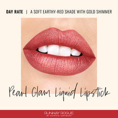 Runway Rogue Pearl Glam liquid lipstick application demonstrates smooth glide.