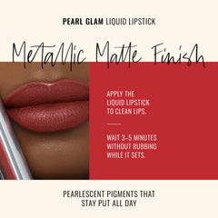 Runway Rogue Pearl Glam Showtime lip swatch showing long-wear color