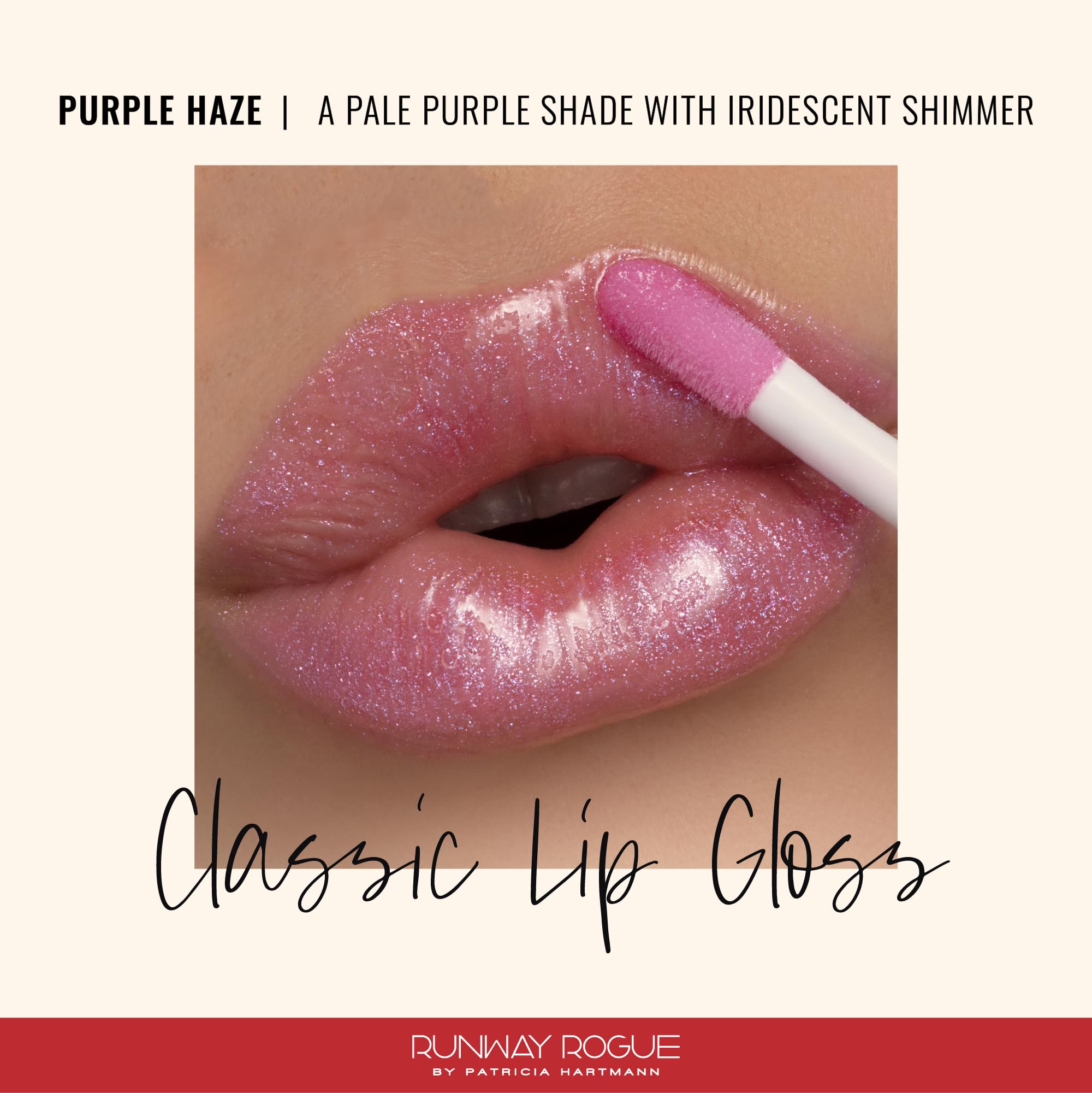 Purple Haze iridescent shimmer enhances lips with subtle color and glow.