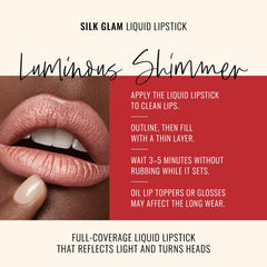 Runway Rogue Sex Symbol lip application stroke shows medium nude with rose-gold shimmer.