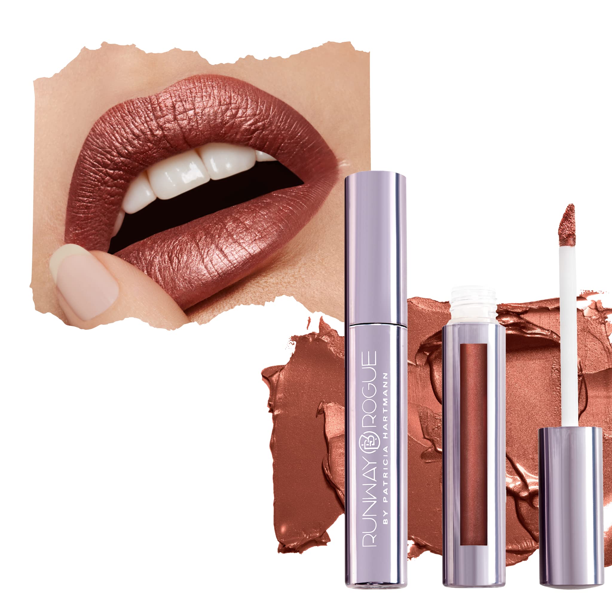 Runway Rogue Silk Glam Film Noir bottle shows frosted golden-bronze shade for all-day glamour