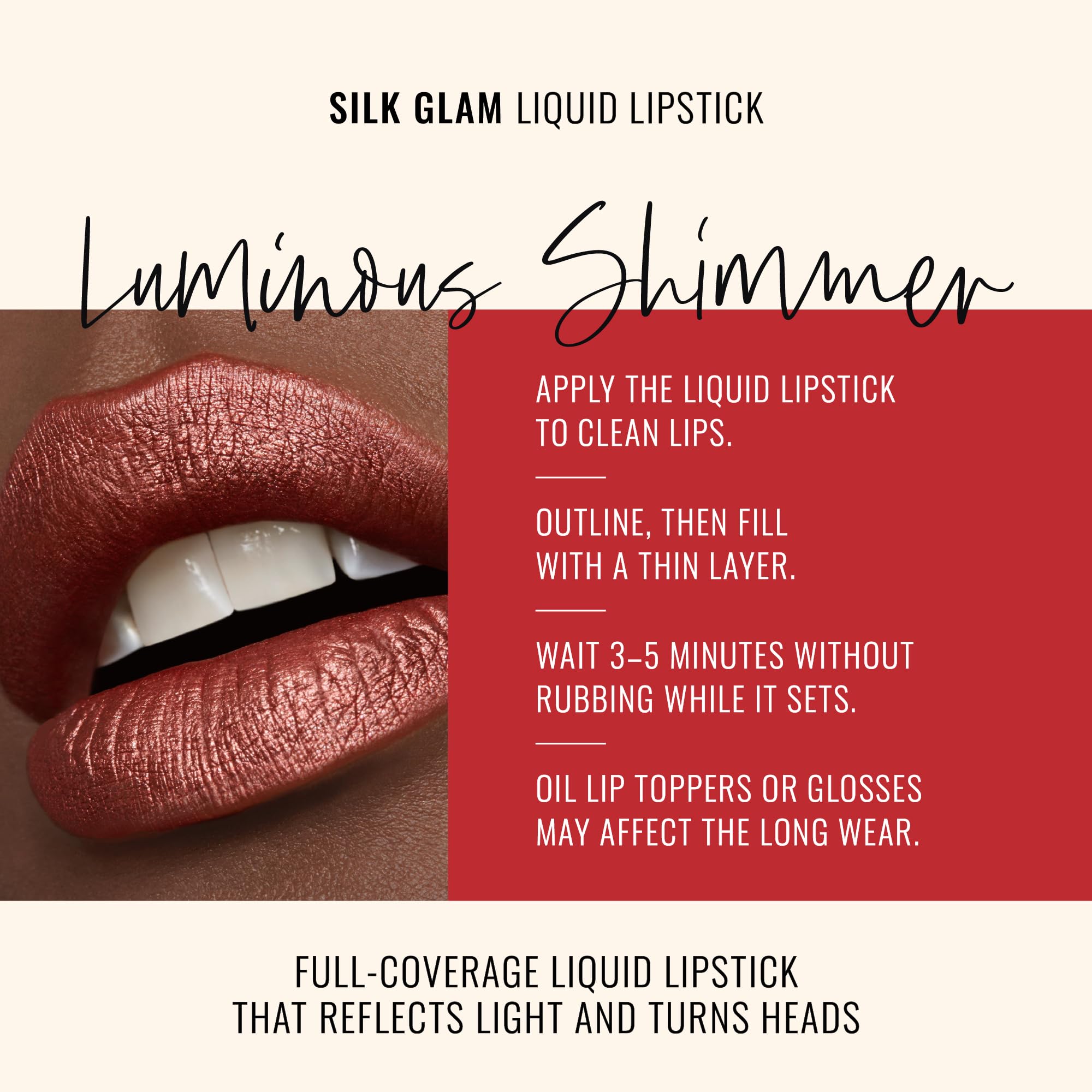 Runway Rogue Silk Glam Film Noir full lip application displays even, full-coverage finish