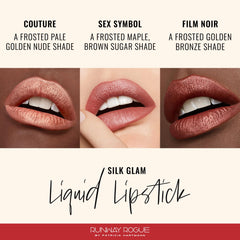 Runway Rogue Silk Glam Sex Symbol lipstick swatch for versatile nude color and frost finish