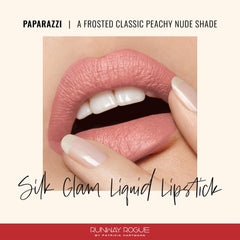 Runway Rogue Silk Glam Lipstick applying to lips for smooth, even coverage.