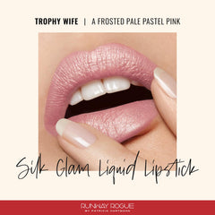 Runway Rogue Silk Glam Trophy Wife on lips shows long-wear color.
