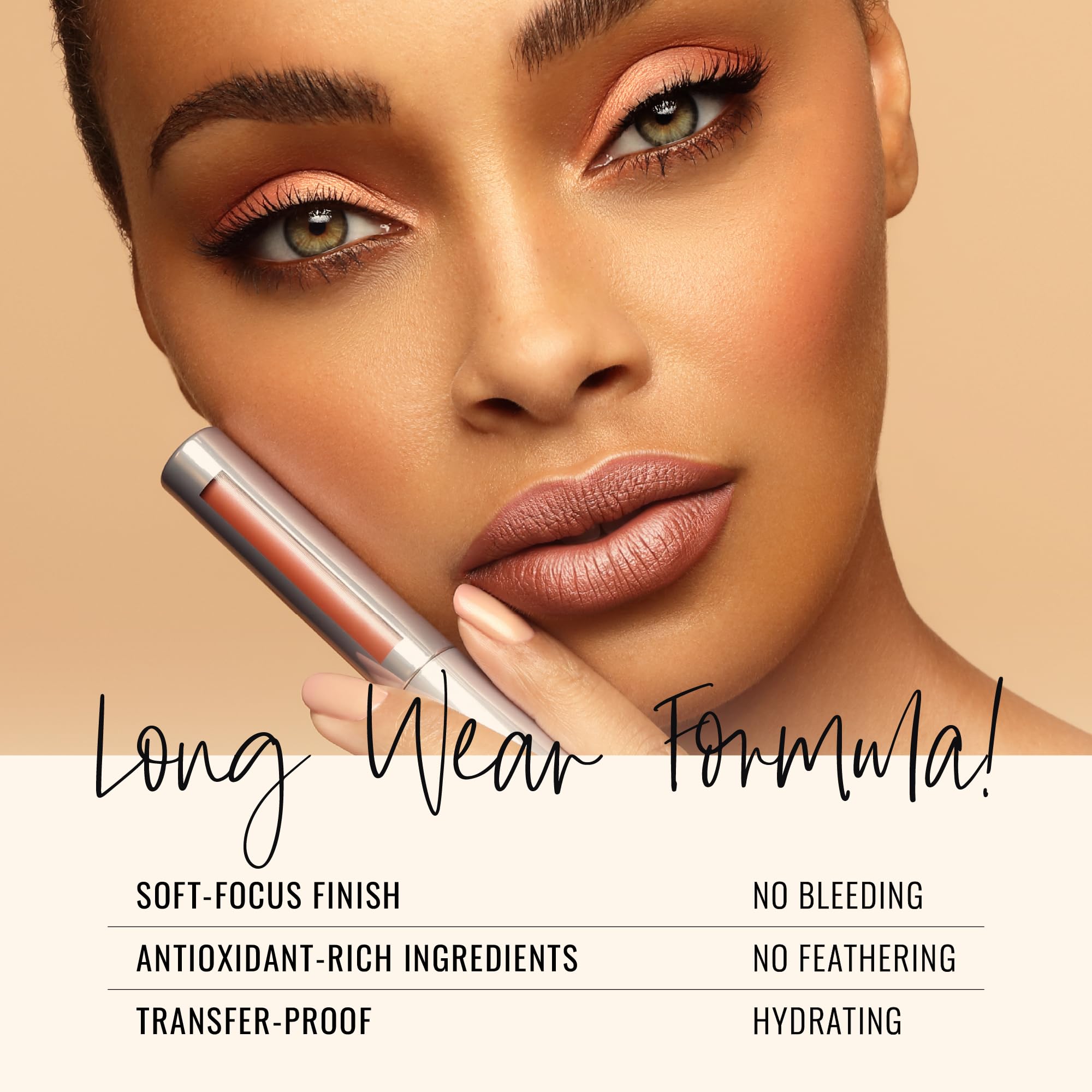 Runway Rogue Silk Glam Lipstick wear on lips after setting for transfer-proof look