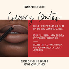 Runway Rogue Trendsetter lip pencil on lips with matte finish for defined edges.