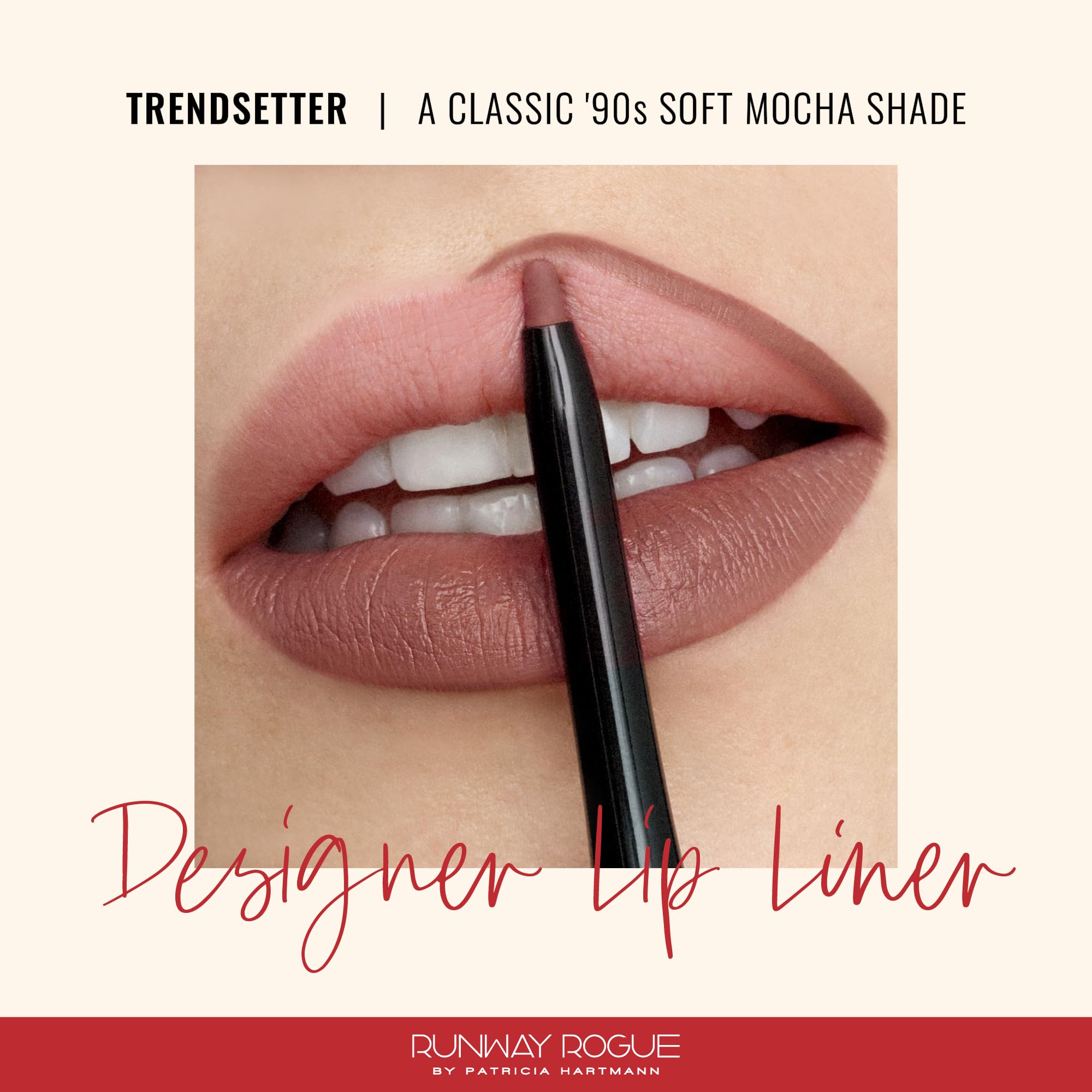 Runway Rogue Trendsetter lip pencil swirl on skin highlighting smooth color application.