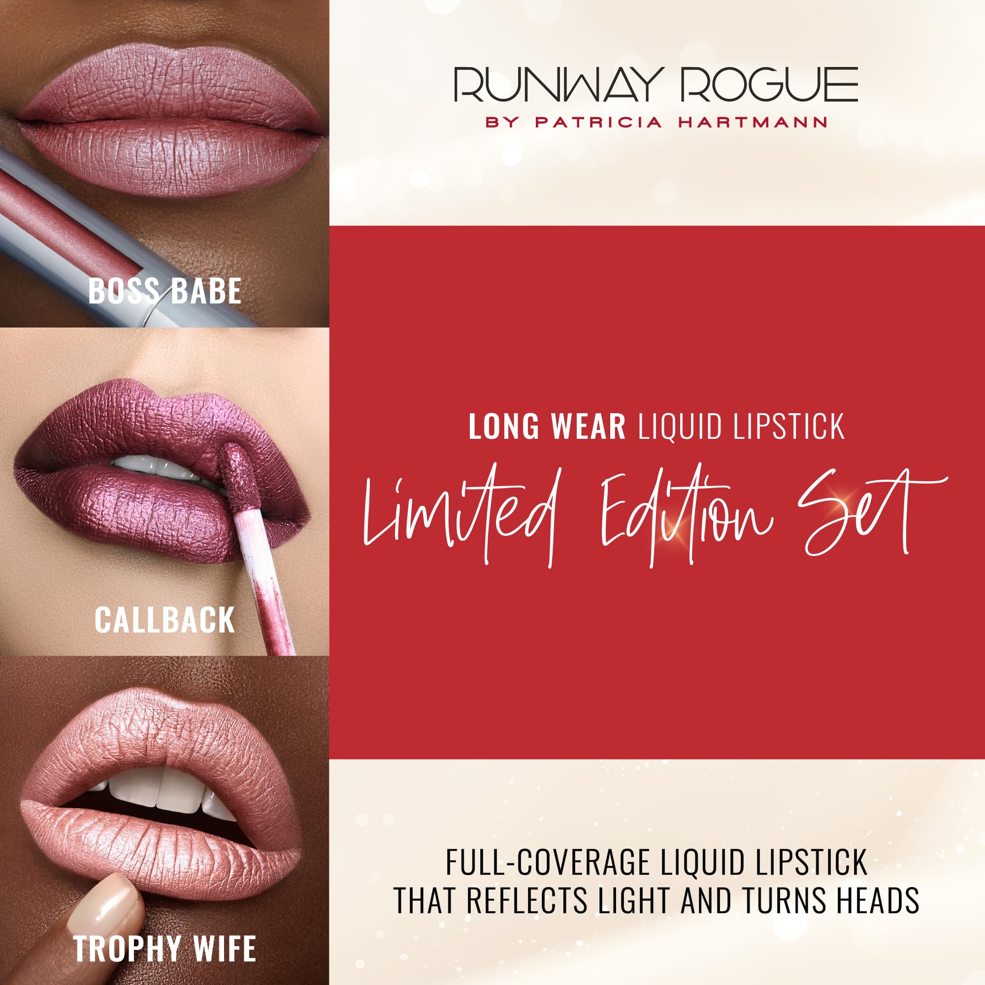 Runway Rogue Boss Babe swatch highlights a soft mauve shimmer for day-to-evening looks.