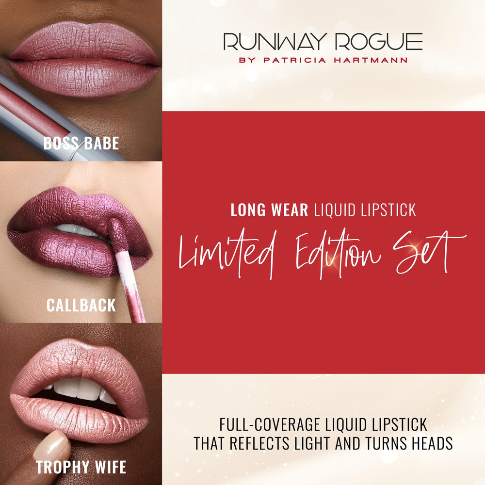 Runway Rogue Boss Babe swatch highlights a soft mauve shimmer for day-to-evening looks.