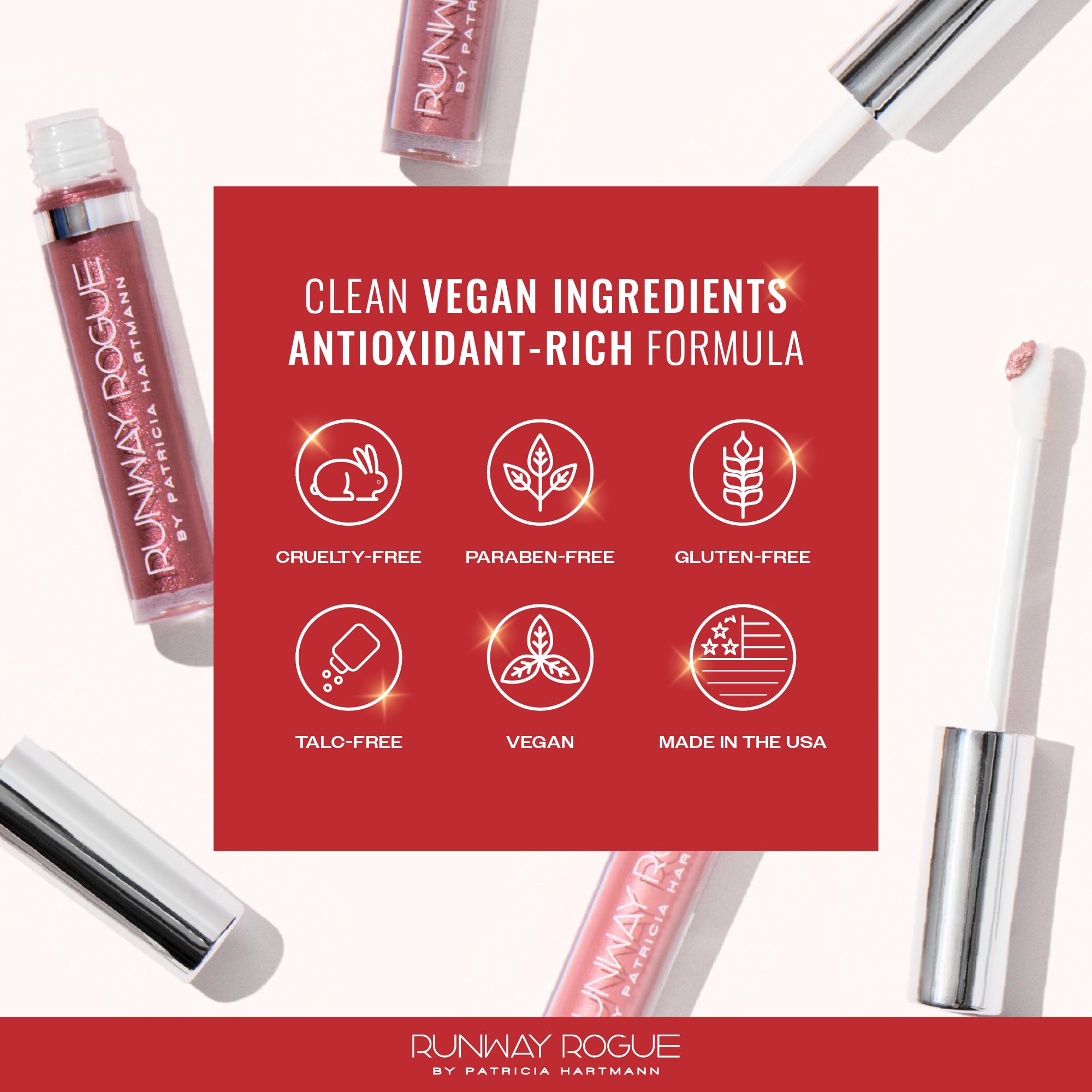 Runway Rogue transfer-proof finish stays put through wear and light snacking.