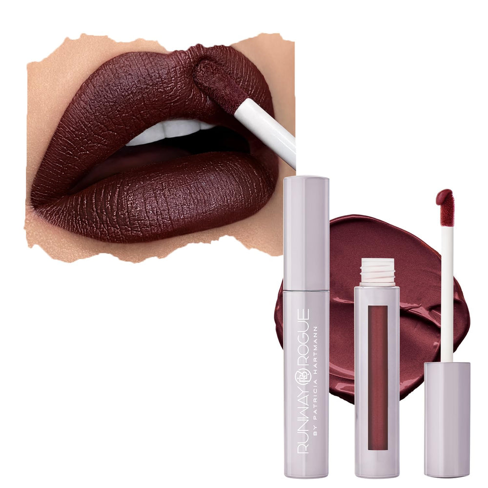 Runway Rogue Velvet Glam Call My Agent swatch in burgundy blackberry.