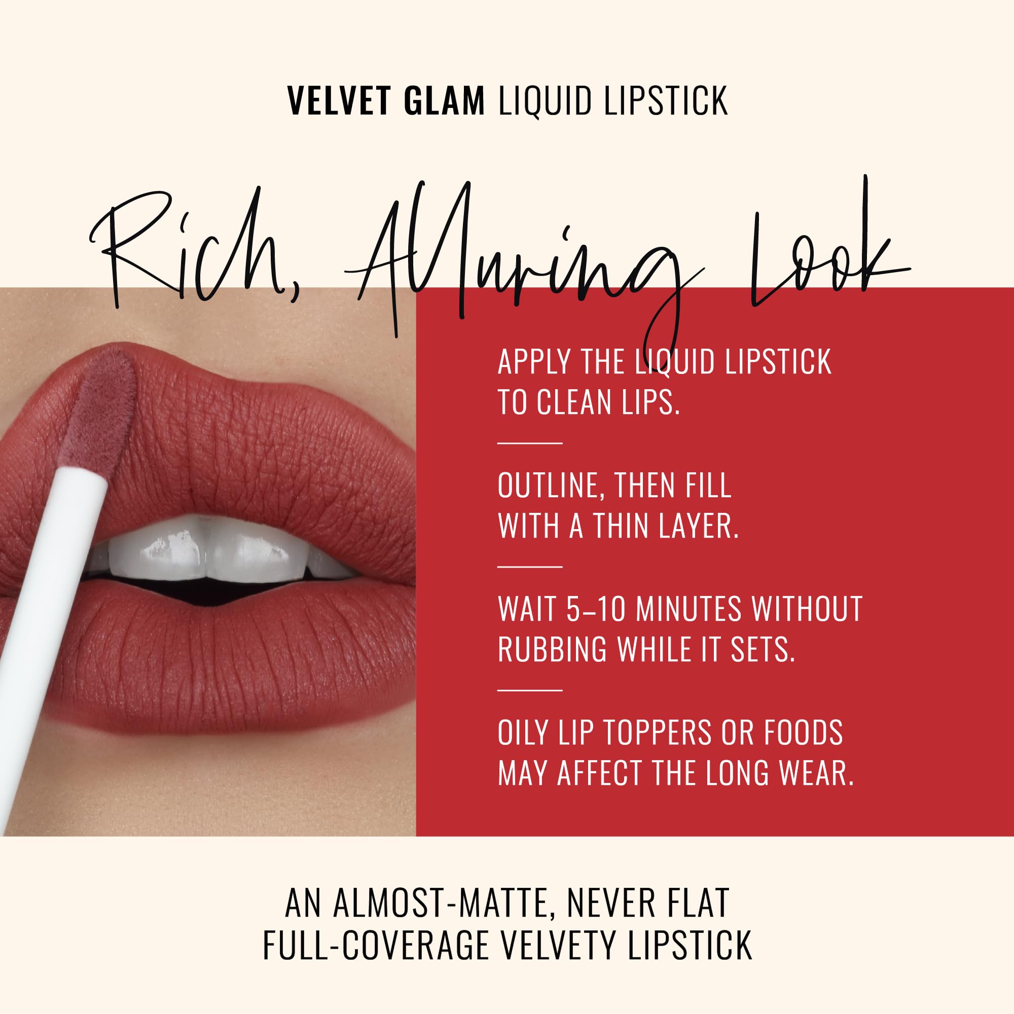 Applying Runway Rogue Velvet Glam That Walk! for smooth lip color.