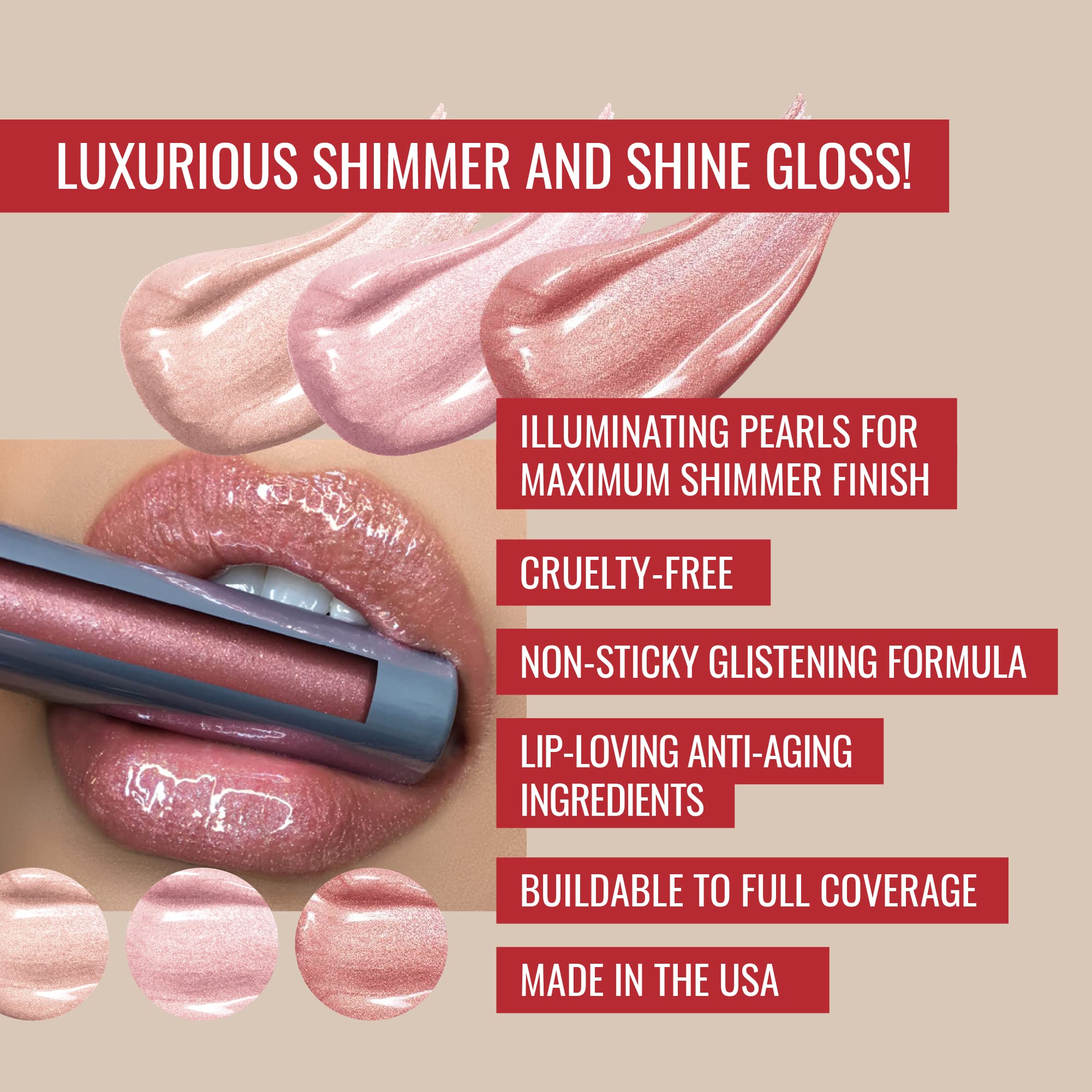Runway Rogue LuxGloss glossy pearls close-up highlighting light reflection