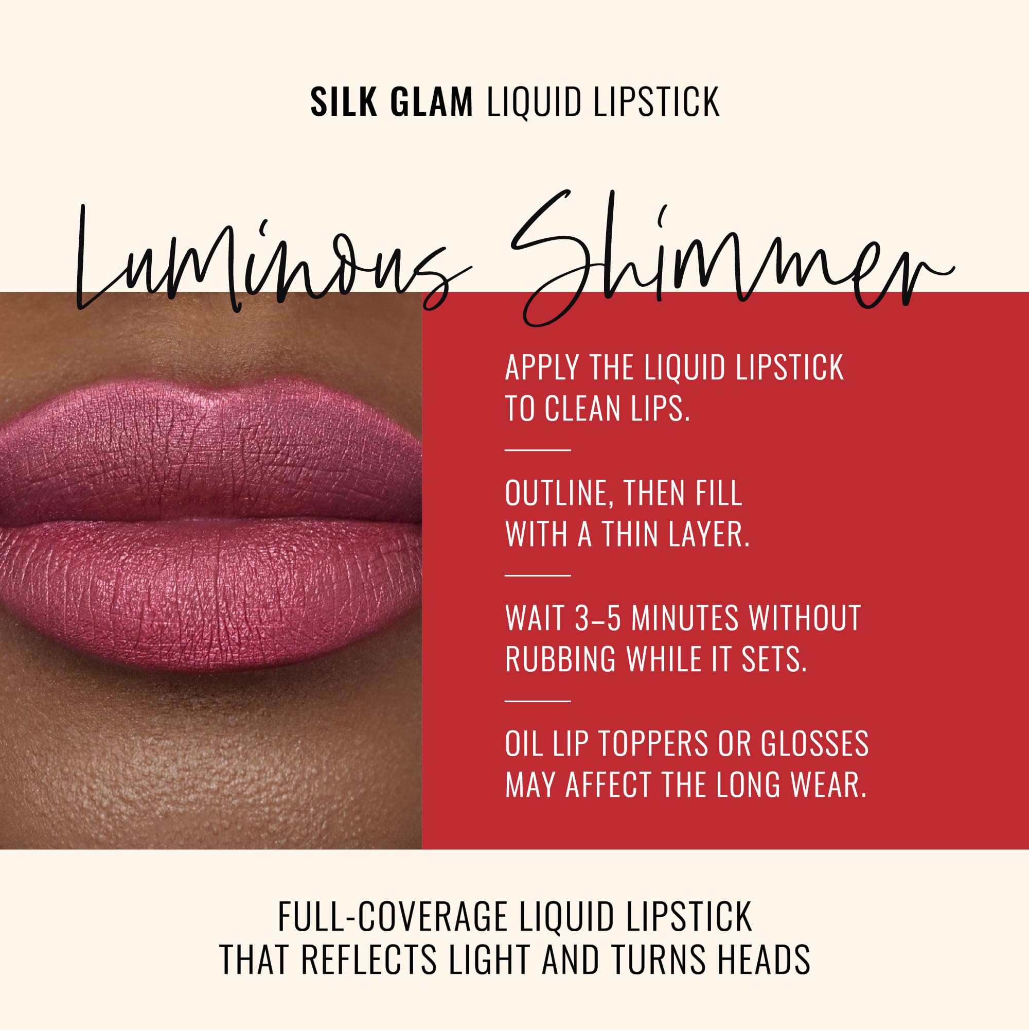 Runway Rogue Silk Glam First Class applicator tips deliver smooth, even lip application.