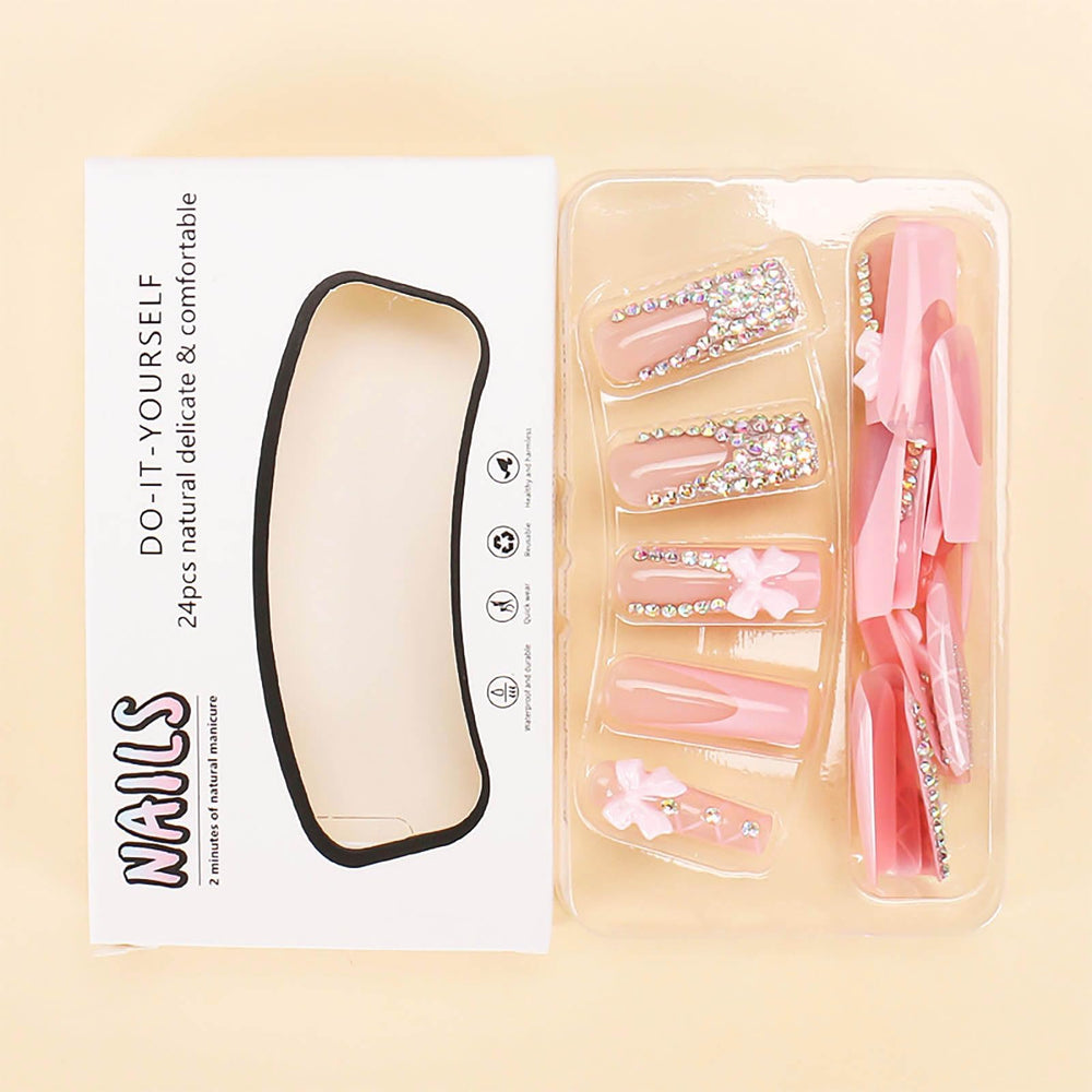 RUOKEXIN 24-pcs nails kit with glue for quick nail art at home