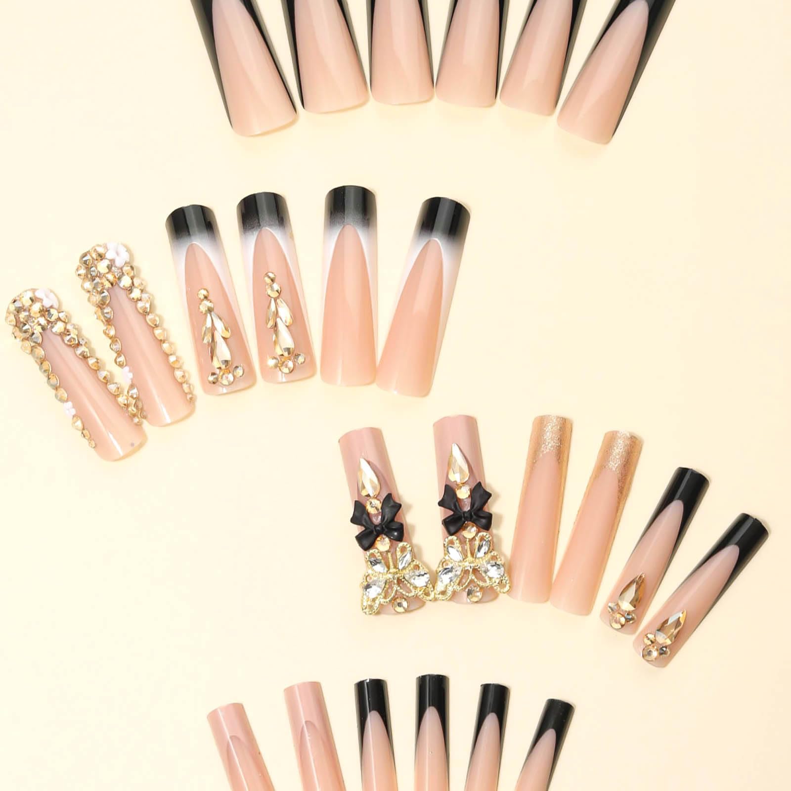 RUOKEXIN black bow accent nails for chic party looks
