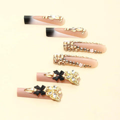 RUOKEXIN square fake nails with glitter glue for quick salon style DIY mani