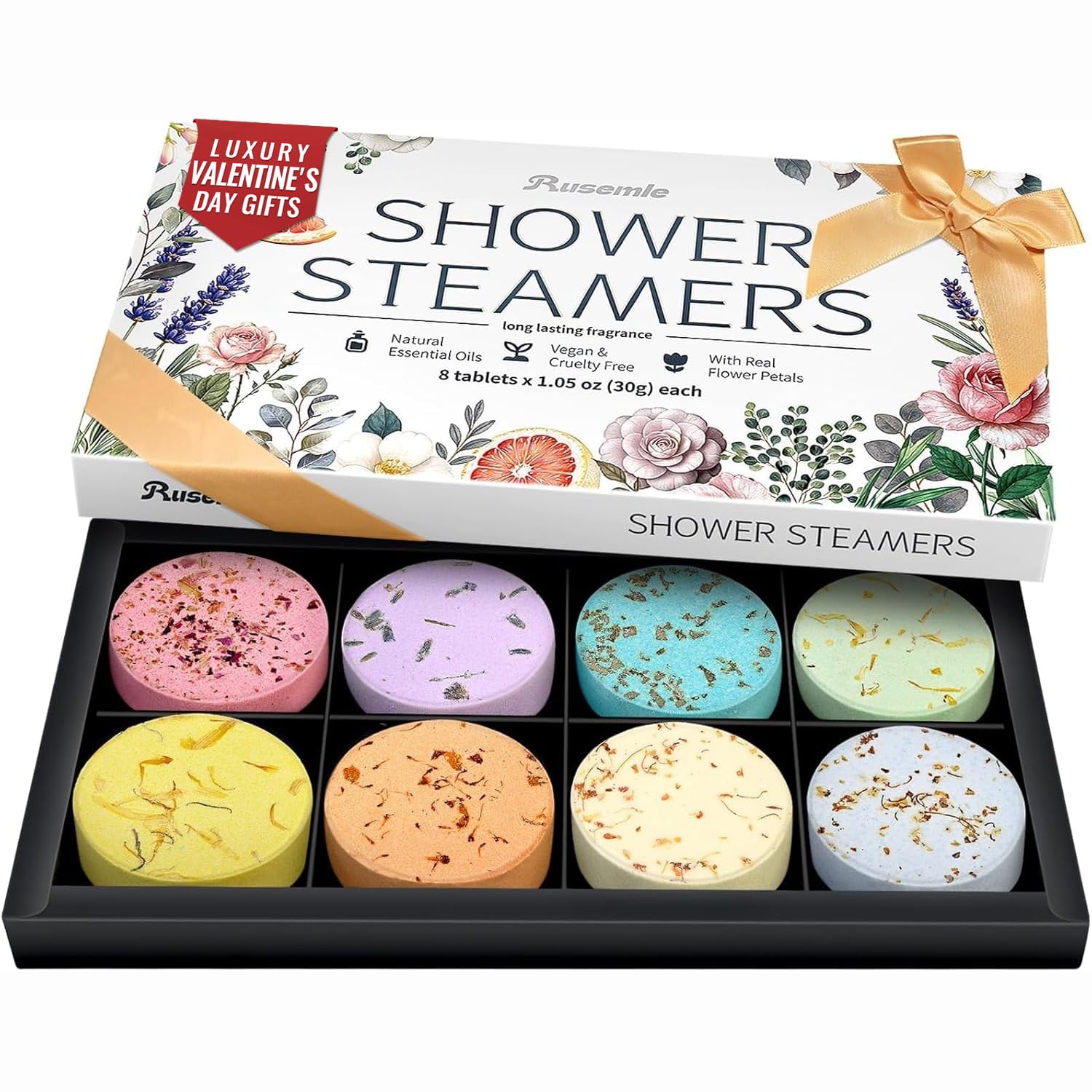 RUSEMLE rose scented shower steamer for soothing aromatherapy during showers
