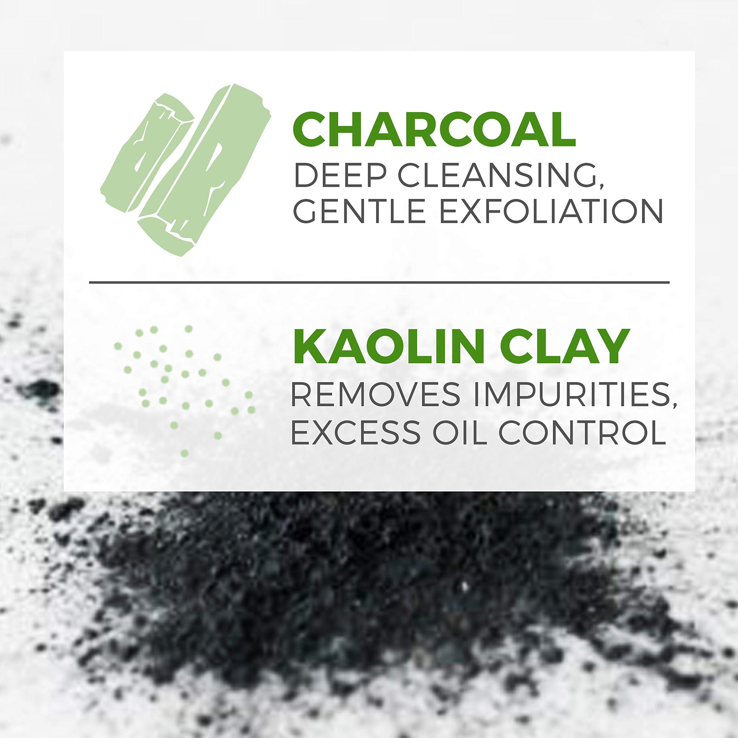 Rustic Maka activated charcoal kaolin clay on face and body for oil balance