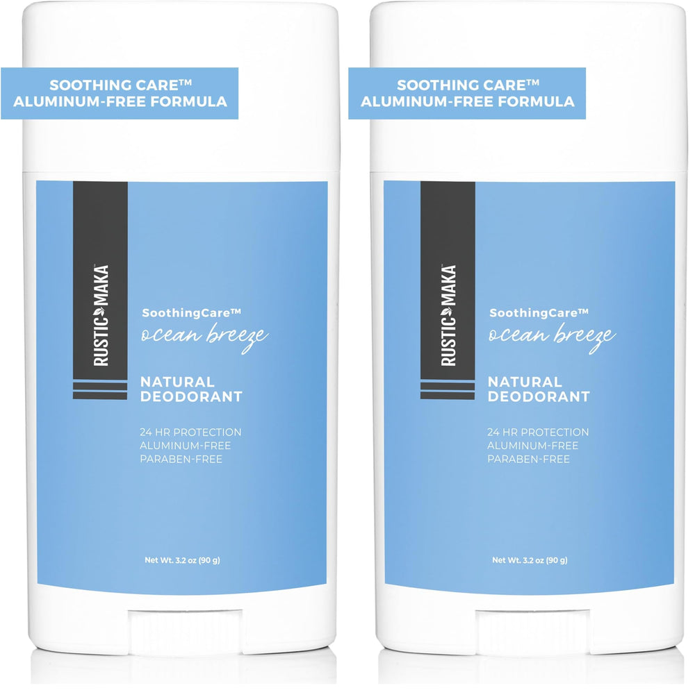 Rustic Maka Ocean Breeze deodorant bottle for all-day freshness.