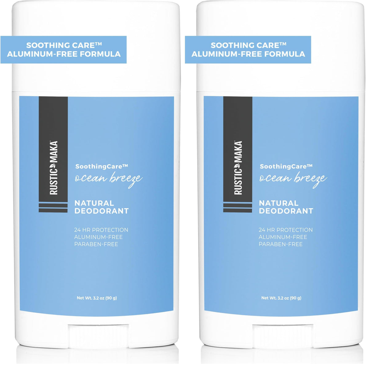 Rustic Maka Ocean Breeze deodorant bottle for all-day freshness.