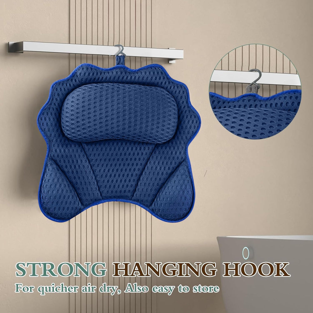 RUVINCE dark blue bath pillow dries quickly after use.