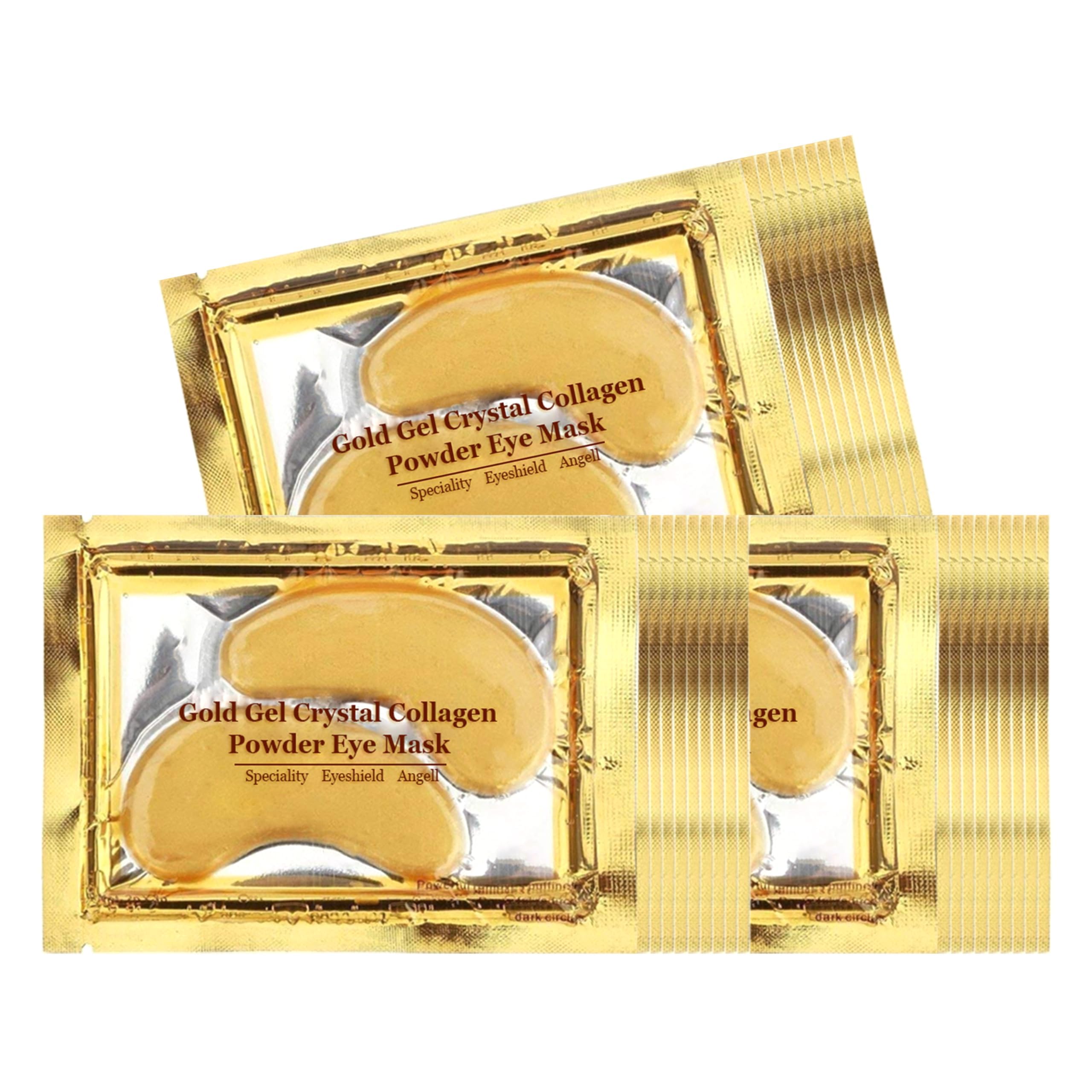 Ruzzut 24K gold eye patches glow under light for premium feel.