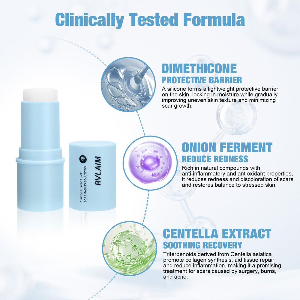 Rvlaim silicone scar stick enables precise application with one twist for targeted treatment.