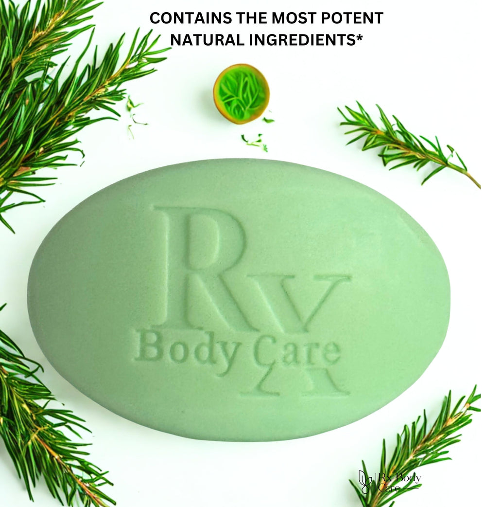RX Body Care Tea Tree Bar ingredients list includes tea tree, peppermint, and aloe.