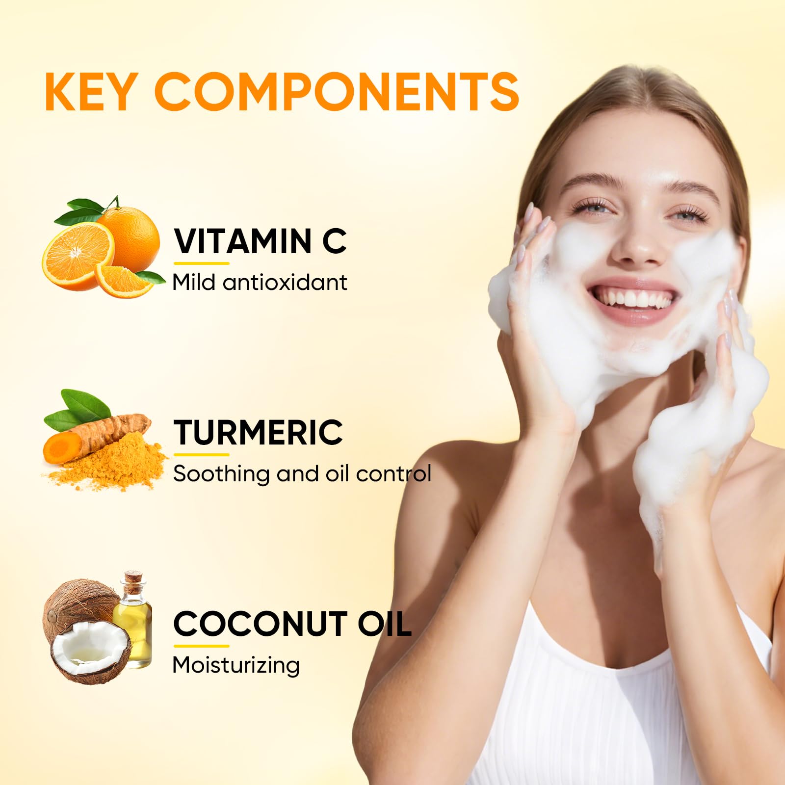 RYH vitamin C face wash with a light orange scent for daily use.