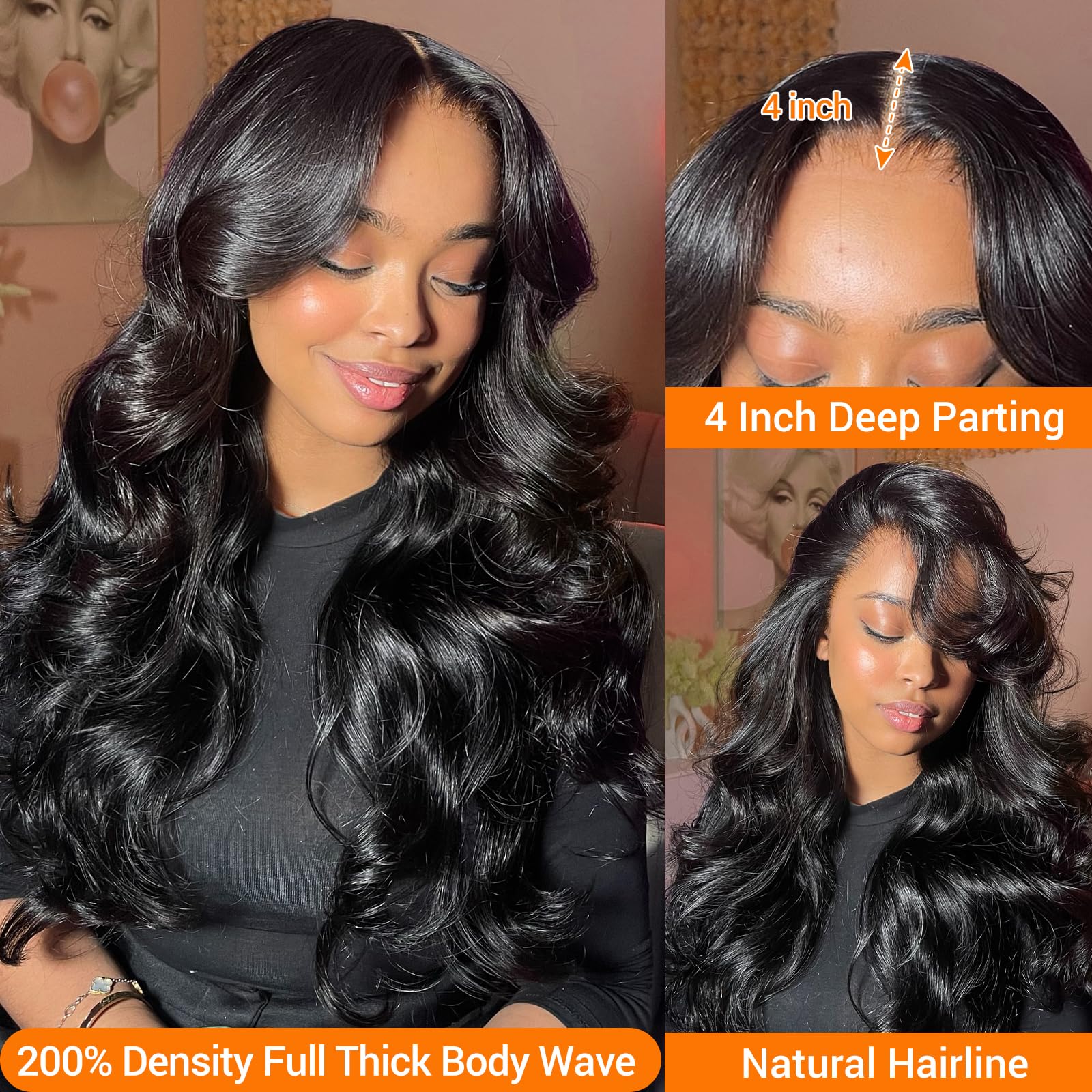Rylice body wave wig styled into an elegant bun
