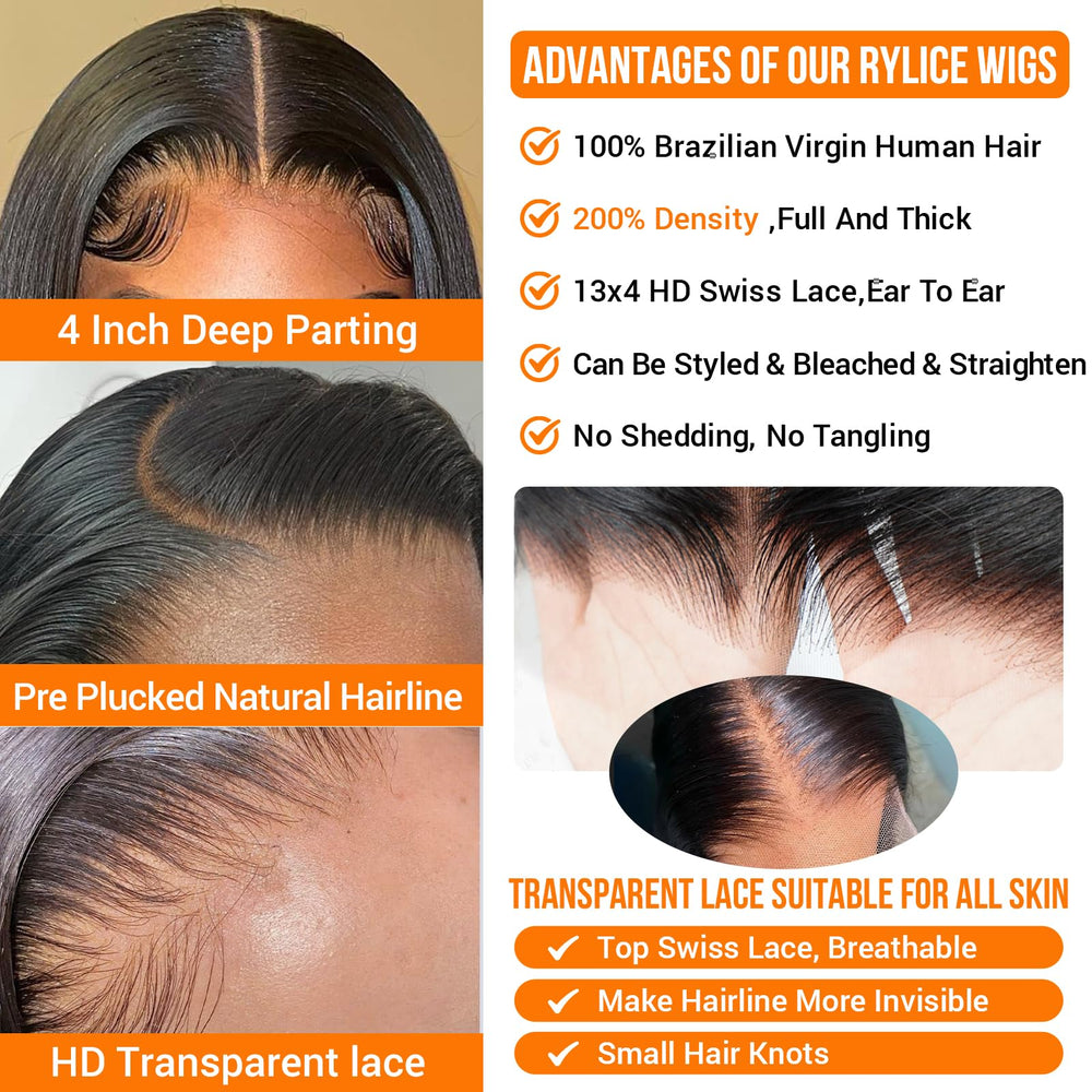 Rylice lace-front wig close-up shows transparent lace for invisible hairline