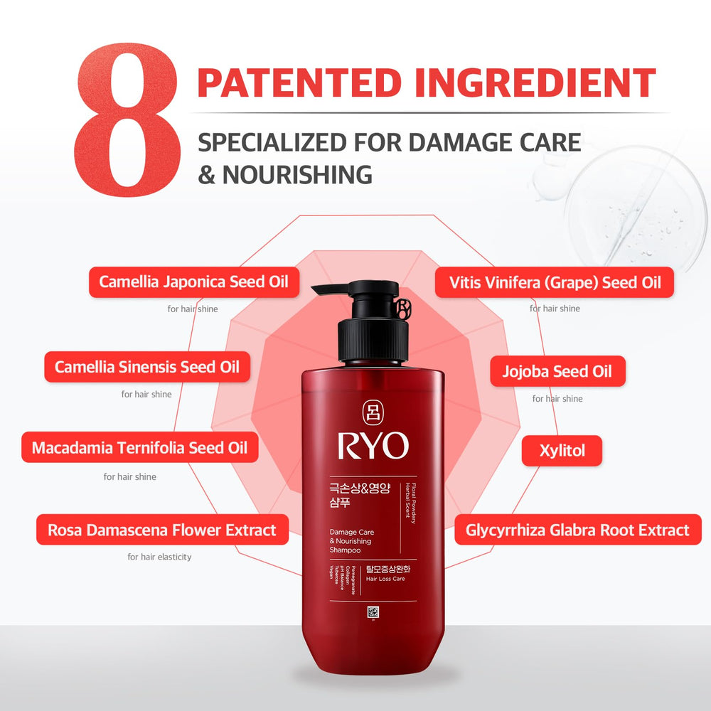 Ryo ginseng-caffeine ingredients closeup indicating hair vitality support.