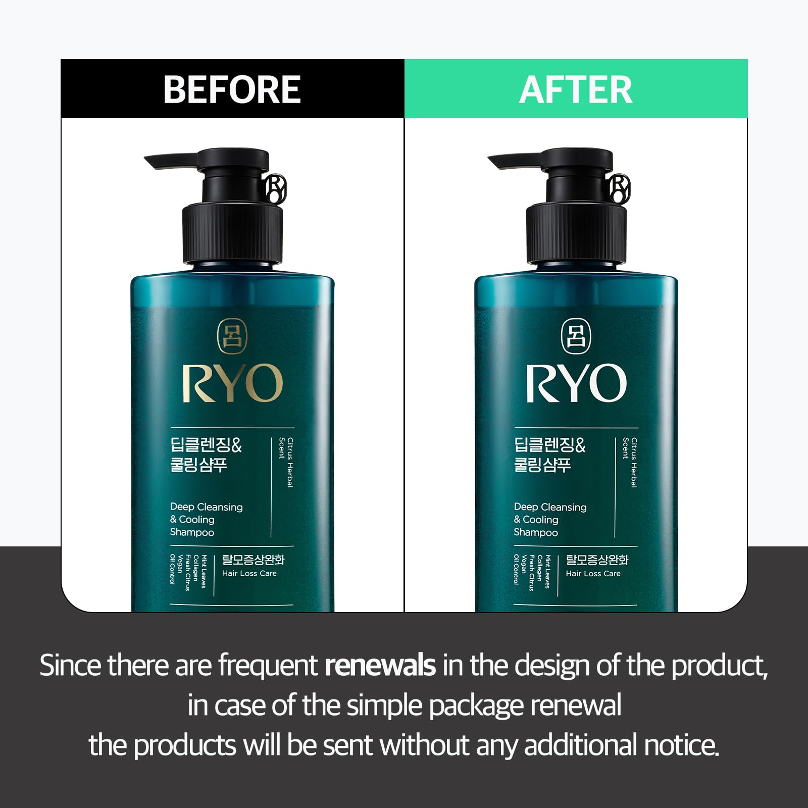 Pour shot of Ryo shampoo emphasizing a cooling cleanse for daily scalp care
