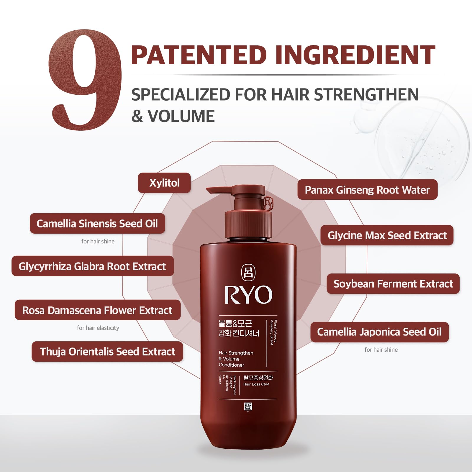 RYO Strengthen & Volume Conditioner bottle emphasizes Korean ginseng extract