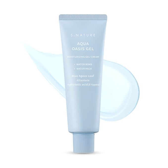 S.NATURE Aqua Oasis Gel Cream bottle front offering refreshing hydration for oily and combination skin.