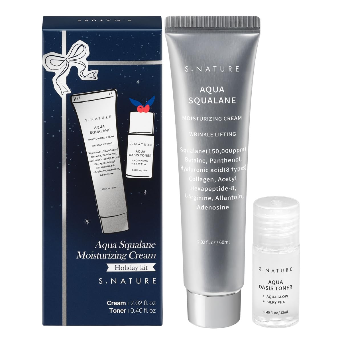 S.NATURE Aqua Squalane Cream 60ml bottle delivers deep hydration for radiant skin.