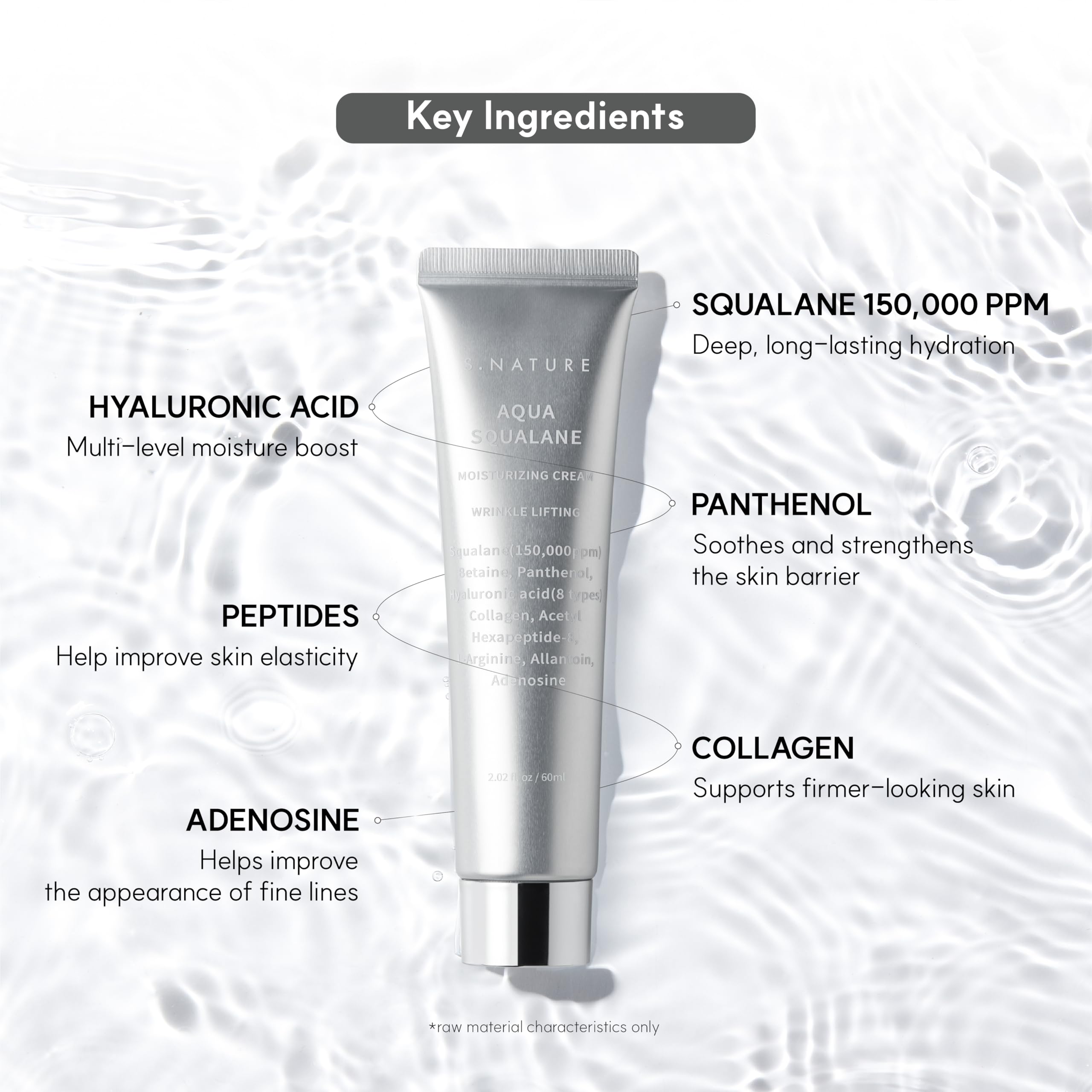 S.NATURE Aqua Squalane Cream pore care emphasis on refined skin appearance.