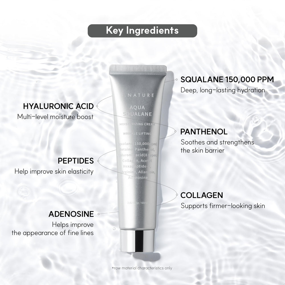 S.NATURE Aqua Squalane Cream pore care emphasis on refined skin appearance.