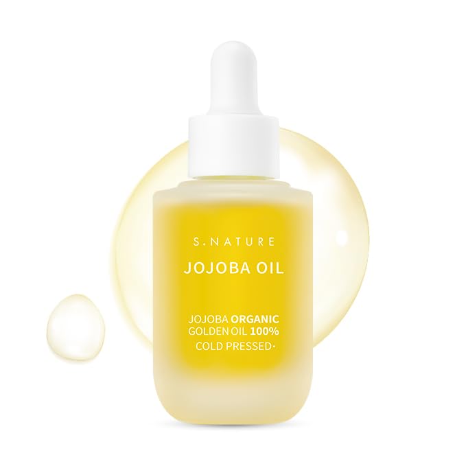 S.NATURE Jojoba Oil 30ml bottle close-up for facial, hair, and body nourishment.