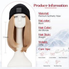 S-noilite ash blonde beanie wig with long hair peeking out for natural blend